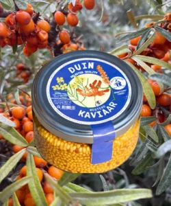 Dune caviar from Fruitslagers – sweet and sour mustard seed pickle with seaweed, fennel and sea buckthorn