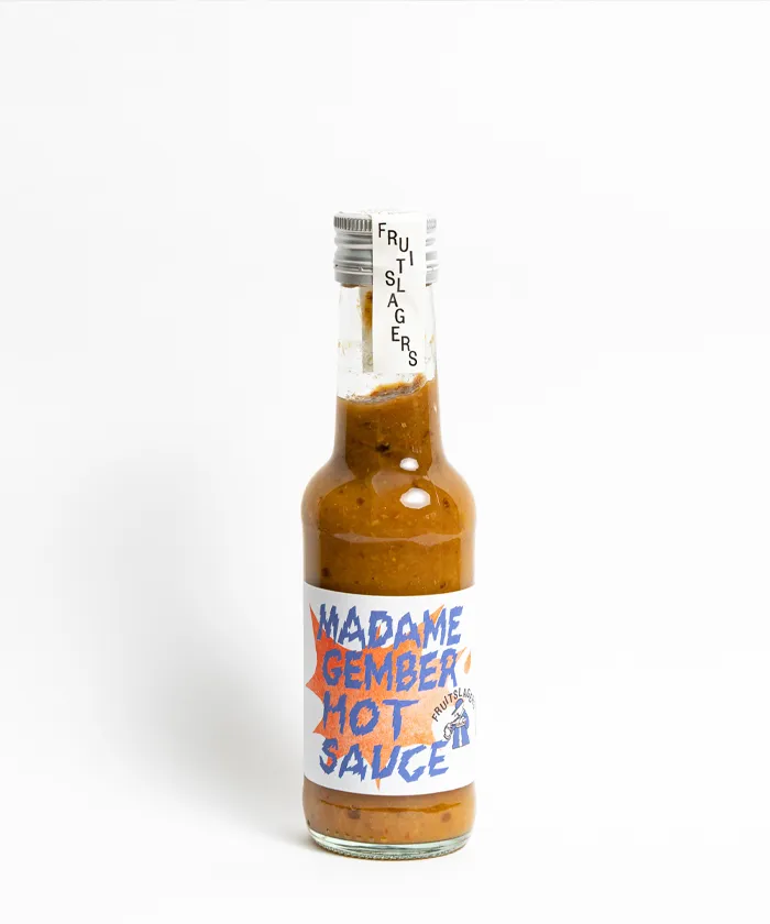 Madame Gember Hot Sauce van Fruitslagers – pittige saus met Madame Jeanette en gember