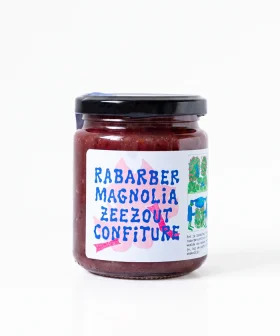 Magnolia Rabarber Zeezout Confiture van Fruitslagers – bloemige rabarberconfiture uit het voedselbos